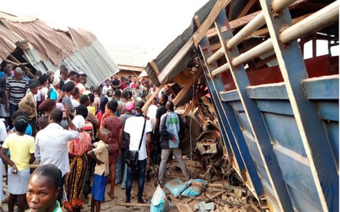 truck rammed into market